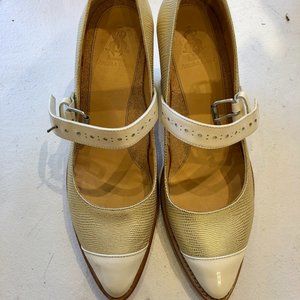 Angela Scott Gold & White Heels